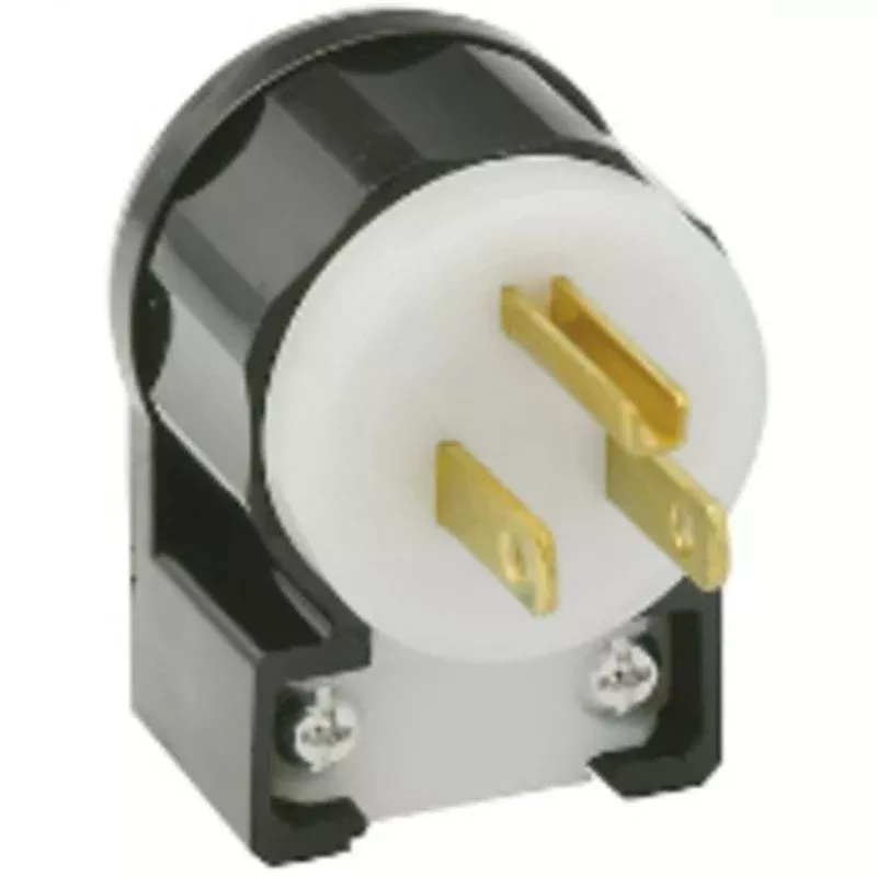 15 Amp Angled Plug, 125V, 5-15P, Nylon, Black/White, Industrial Grade By Leviton 5266-CA