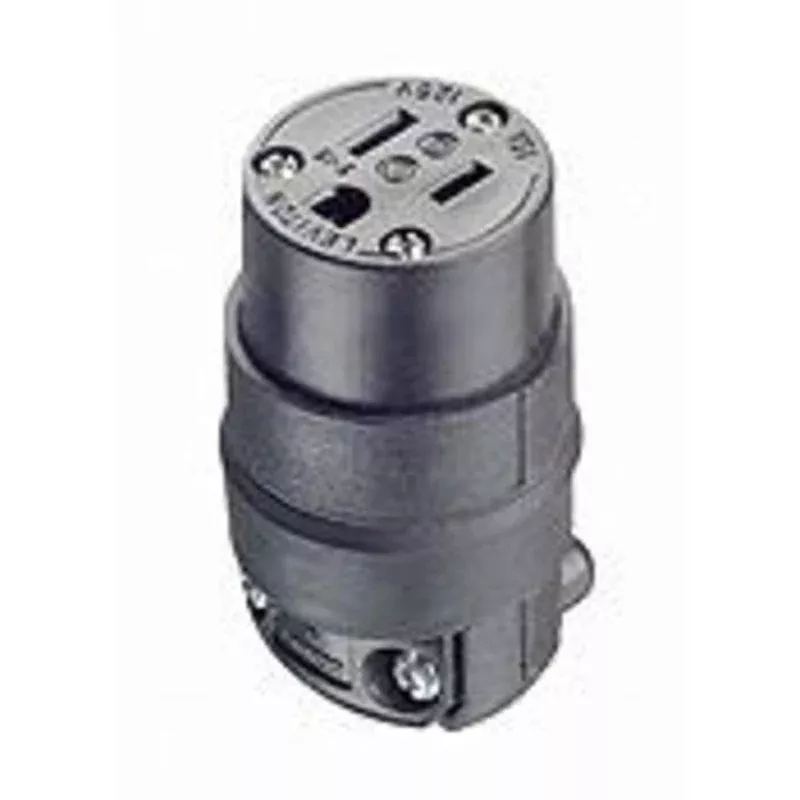 15 Amp Connector, 125V, 5-15R, Rubber, Black By Leviton 515CR