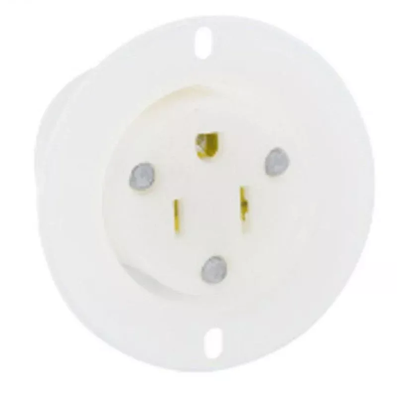 15 Amp Flanged Outlet 125V, 5-15P, Nylon, White By Leviton 5279-C