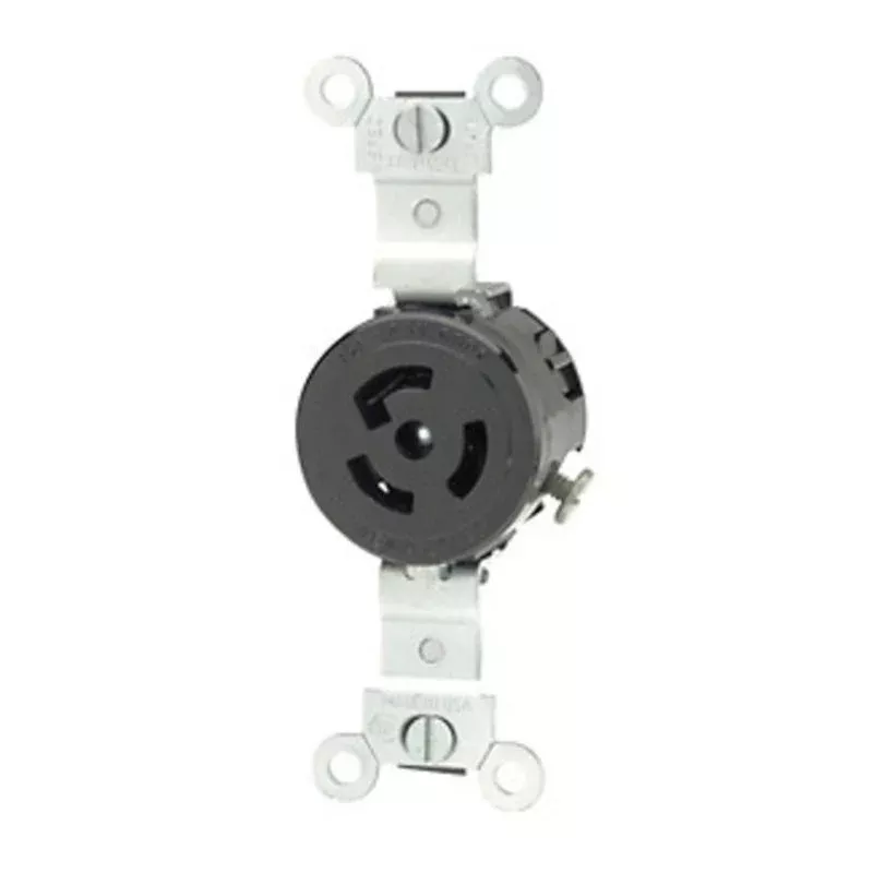 15A Locking Single Receptacle, 277V, 2P/3W, Black By Leviton 4760