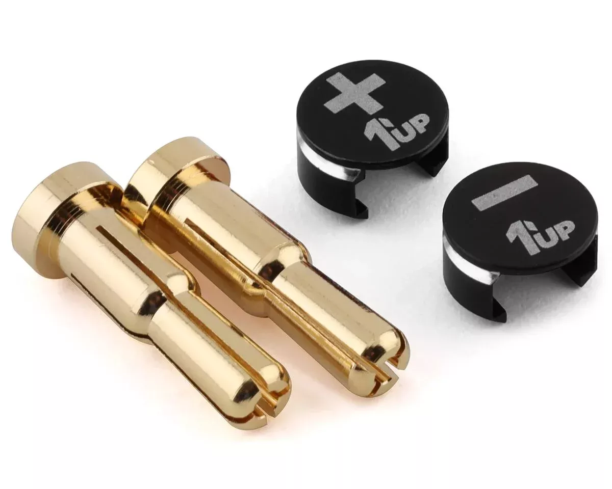 1UP Racing 190413 LowPro Bullet Plug Grips w/4-5mm Bullets (Black/Black)