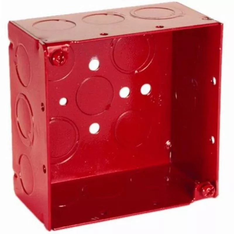 4″ Square Alarm Box, Red, Welded, Depth: 2-1/8″, Metallic By Hubbell-Raco 911-3
