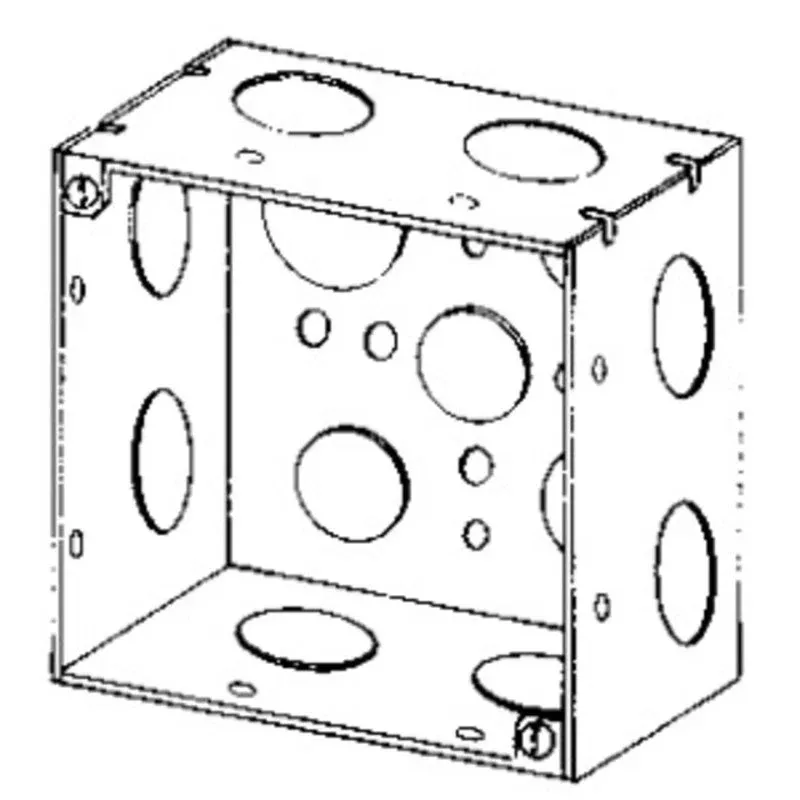 4" Square Box, Welded, 2-1/8" Depth, 1/2 and 3/4" Knockouts, Steel By Appleton 4SD34