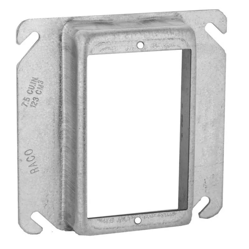 4″ Square Cover, 1-Device, Mud Ring, 1-1/4″ Raised, Drawn, Metallic By Appleton 8466