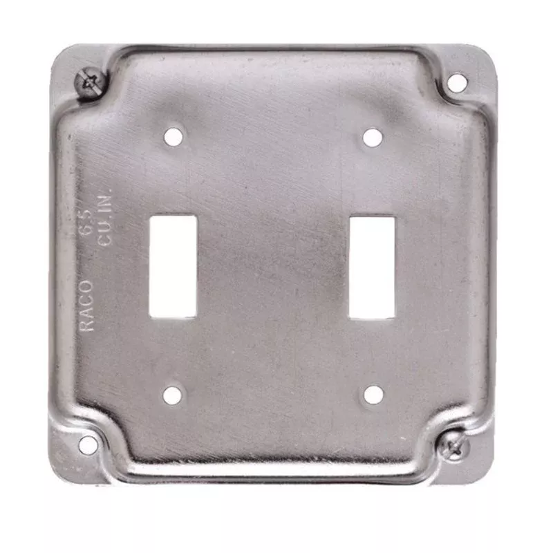 4″ Square Exposed Work Cover, (2) Toggle Switch, 1/2″ Raised, Steel By Appleton 8367