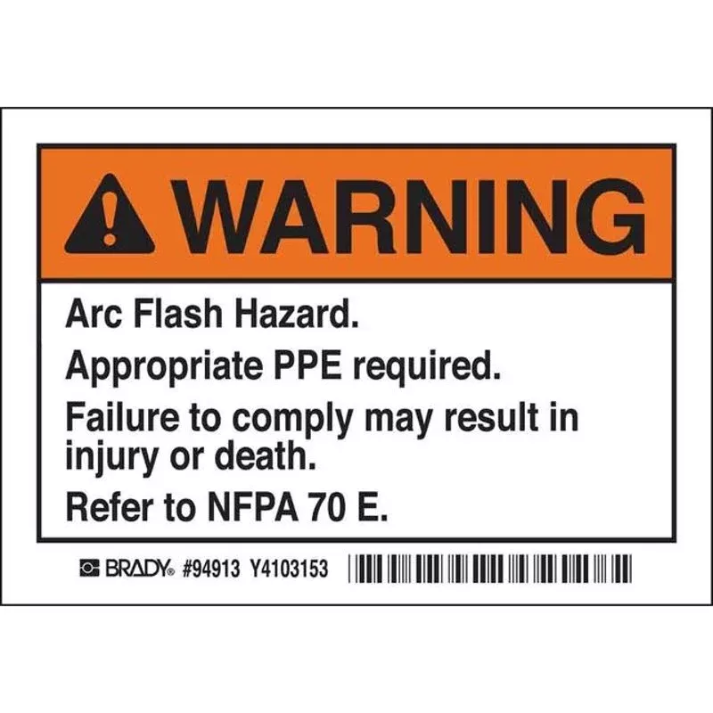 Arc Flash Hazard Label (1=1 Pack) By Brady EL-1