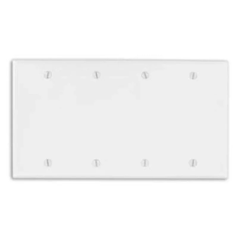 Blank Wallplate, 4-Gang, Thermoset, White, Standard, Box Mount By Leviton 88064