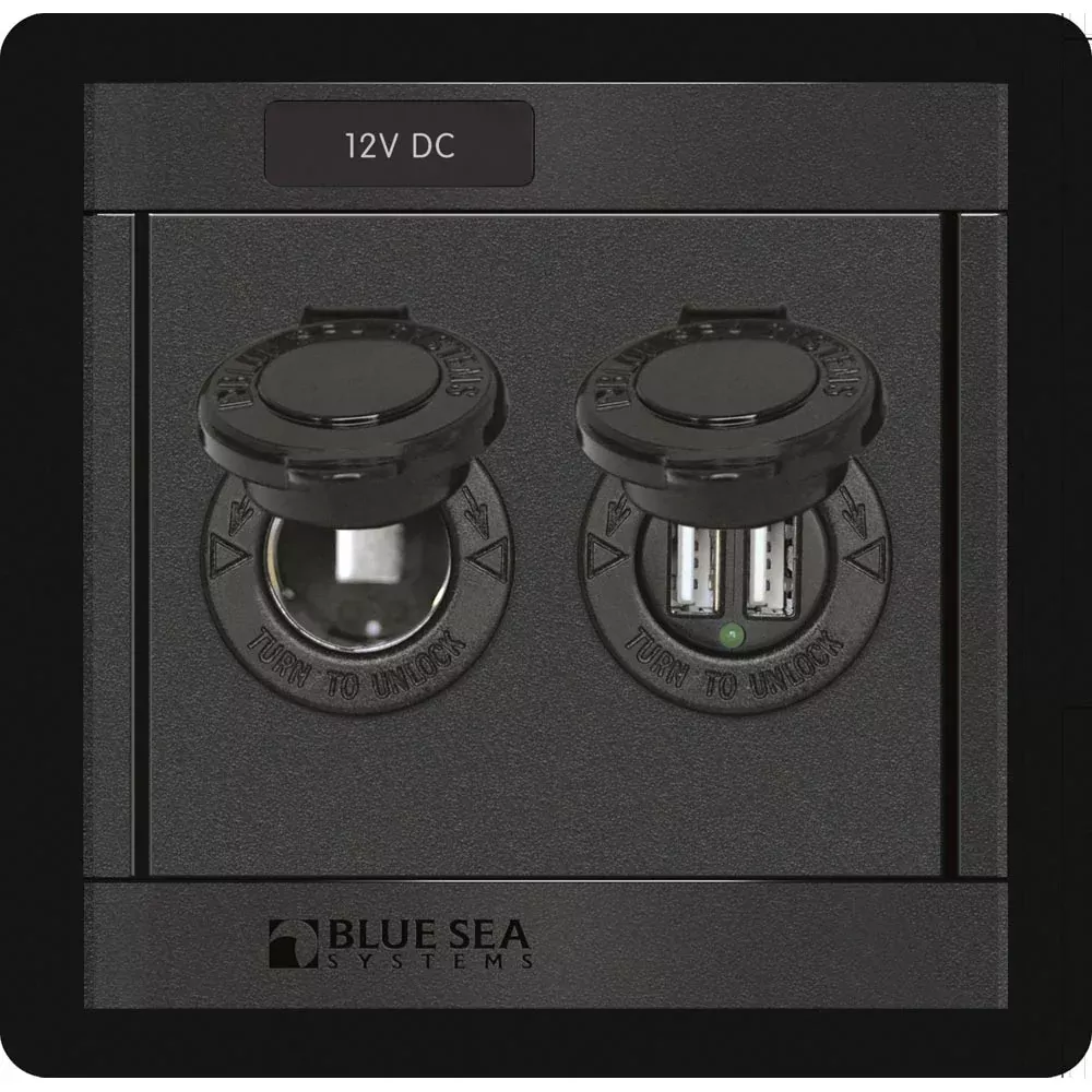 Blue Sea 1478 360 Panel – 12V DC Socket & Dual USB Charger [1478]