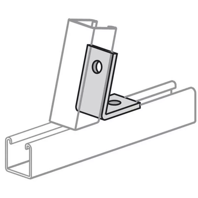 Closed Angle Connector, 2-Hole, 45°, Steel/Electro-Galvanized By Power-Strut P1186 EG