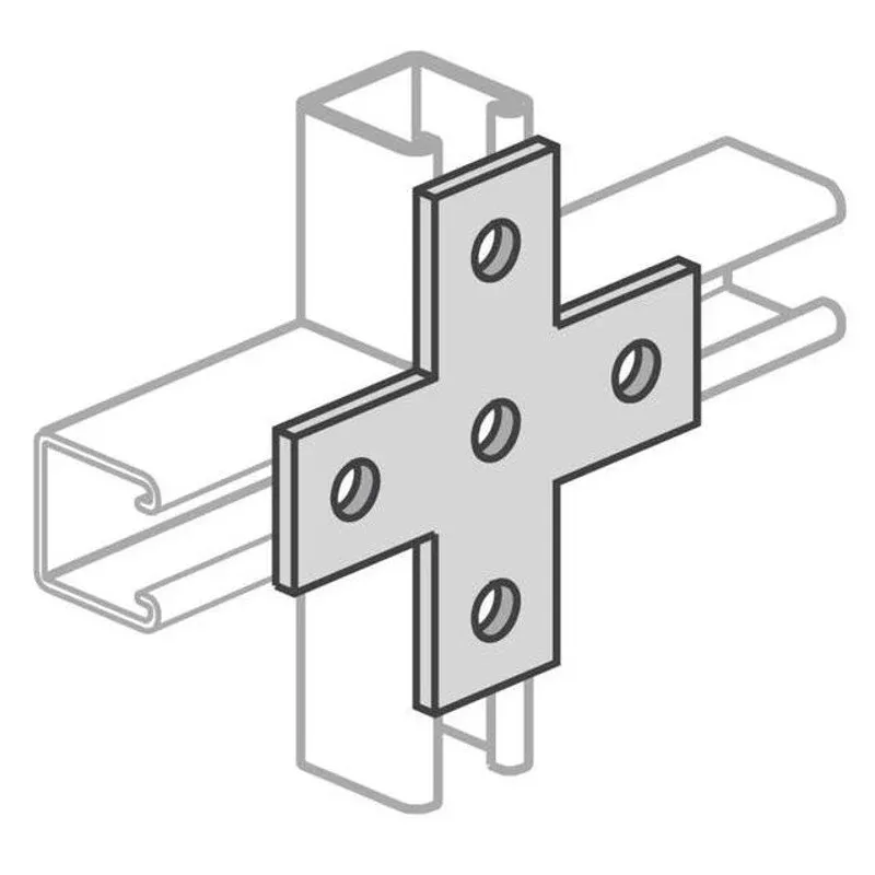 Cross Plate, 5-Hole, Steel/Electro-Galvanized By Power-Strut P1028 EG