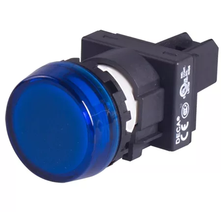 Deca A20P-1BEQ4S 22 mm Blue LED Pilot Lamp, Marking Plate Head, 24V