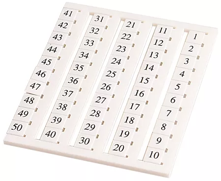 Deca W5K-1/50 Marking Tags for 2.5 DIN Rail Terminal Blocks, Numbered 1 to 50