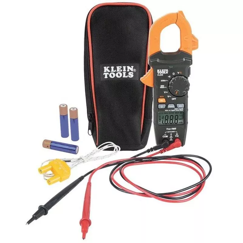 Digital Clamp Meter, AC Auto-Ranging 400 Amp with Temp By Klein Tools CL220
