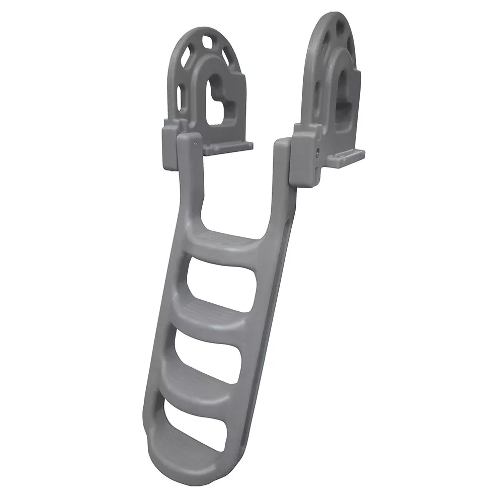 Dock Edge Stand-Off Flip-Up Polyethylene Roto Molded 4-Step Dock Ladder – Grey [DE2084F]