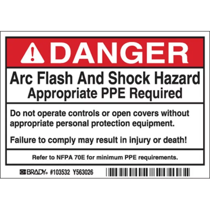 DP- 3.5×5 Arc Flash & Shock Label, 5 Pk By Brady 103532