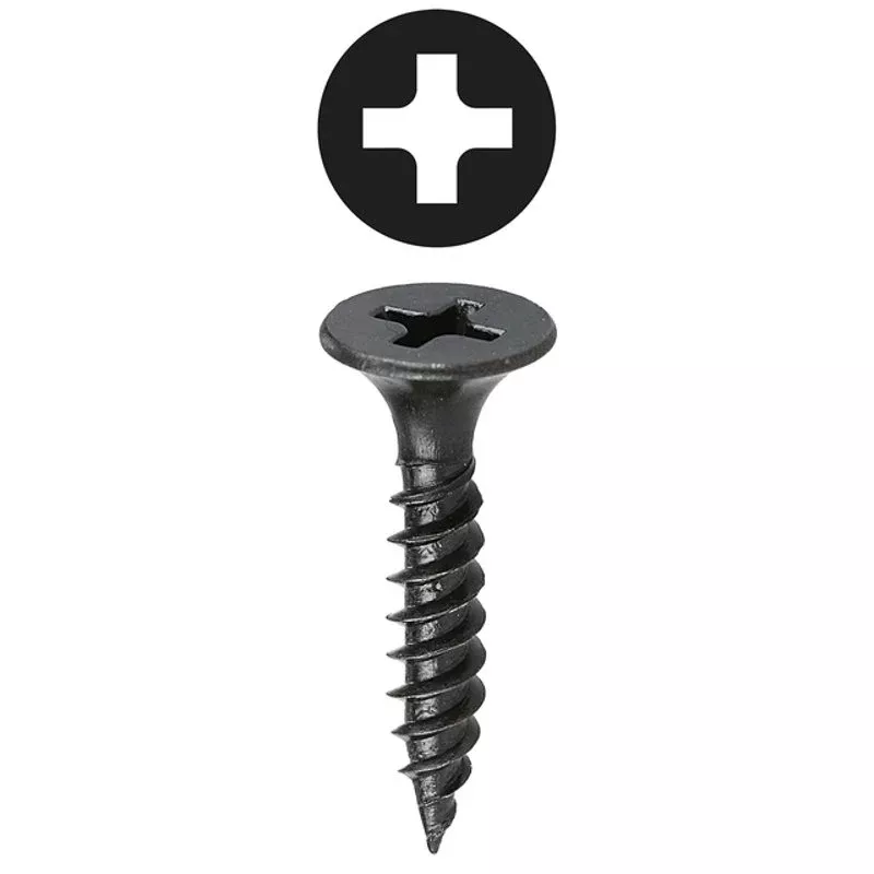 Drywall Screw, 6 x 1-1/8, Phillips/Bugle, Fine Thread, Black Oxide DWSBX6118