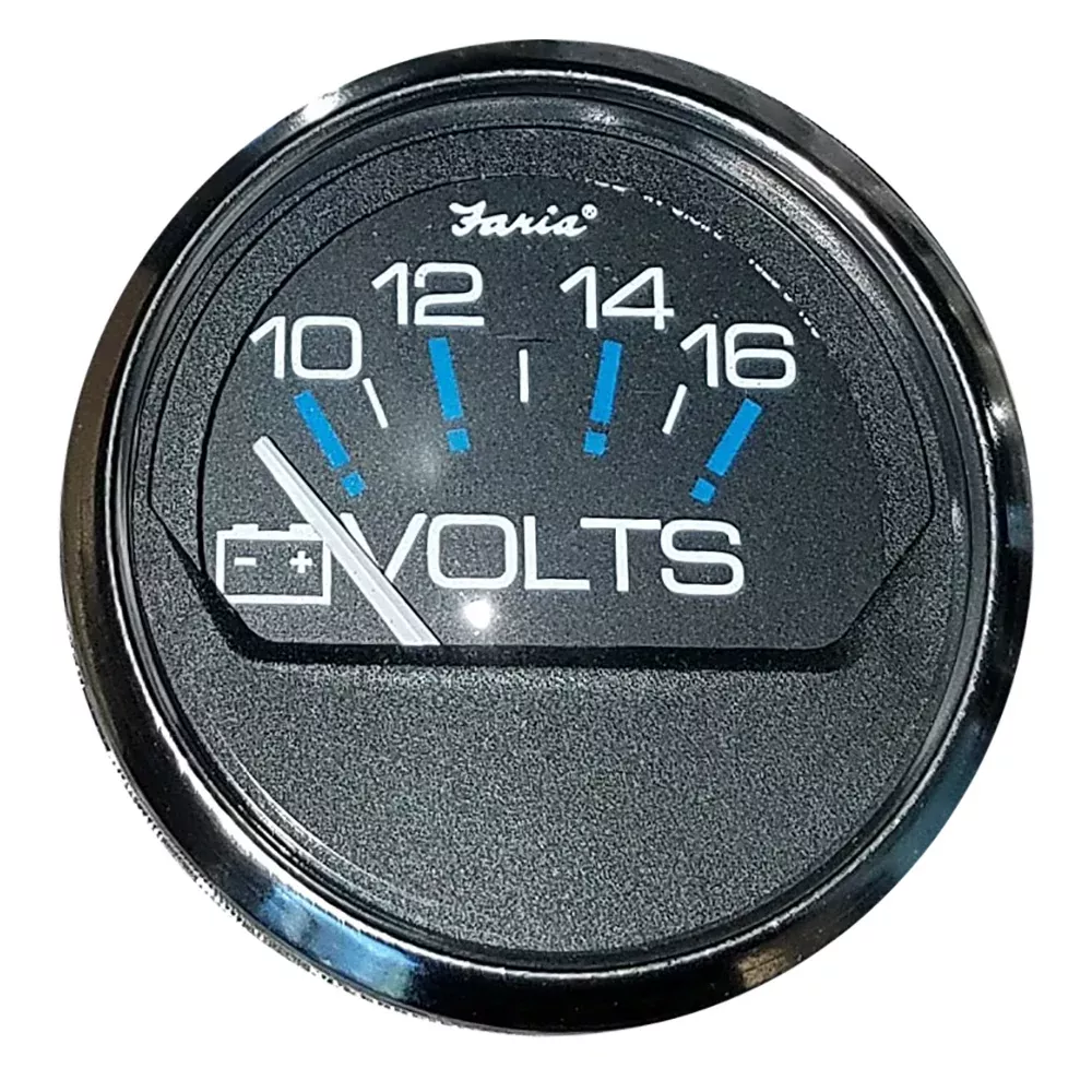 Faria Chesapeake Black 2″ Voltmeter (10-16 VDC) [13705]