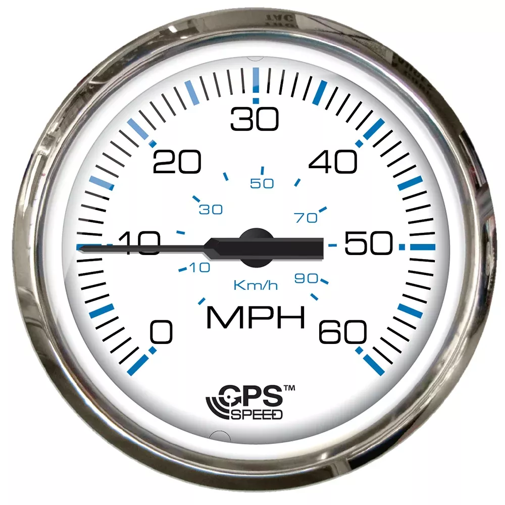 Faria Chesapeake White SS 4″ Studded Speedometer – 60MPH (GPS) [33839]