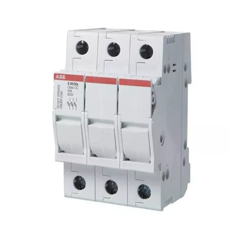 Fuseholder, Finger Safe, 30A, E90, Class CC, 3P, 600VAC, DIN Rail Mount, Screw Terminals By ABB E93/30CC