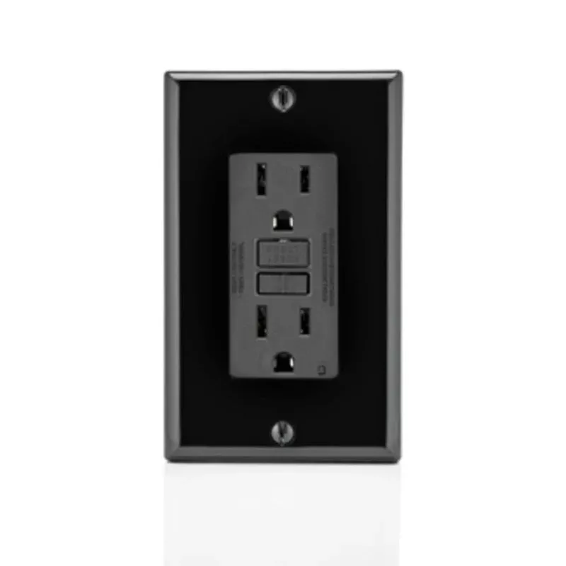 GFCI Receptacle, 15A, 125V, Black, Narrow By Leviton GFNT1-E