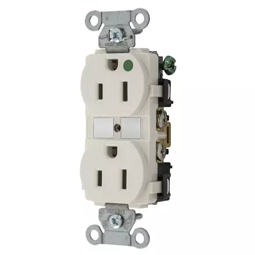 Hubbell-PRO Extra Heavy Duty Hospital Grade Receptacles, Duplex, Smooth Nylon Face, Back And Side Wired, 15A 125V, 5-15R, 2-Pole 3-Wire Grounding, Black, 8200BK