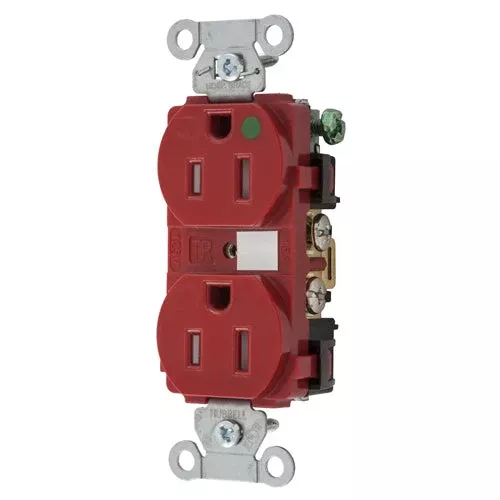 Hubbell-PRO Extra Heavy Duty Hospital Grade Receptacles, Duplex, Tamper Resistant, Smooth Nylon Face, Back And Side Wired, 15A 125V, 5-15R, 2-Pole 3-Wire Grounding, Brown, 8200TRA