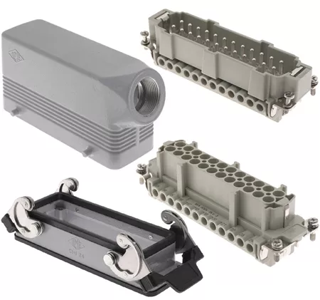 ILME MNDS-24IO25 Kit, 24 Pole Inserts, Screw Termination, Double Lever Base, Side Entry M25 Hood