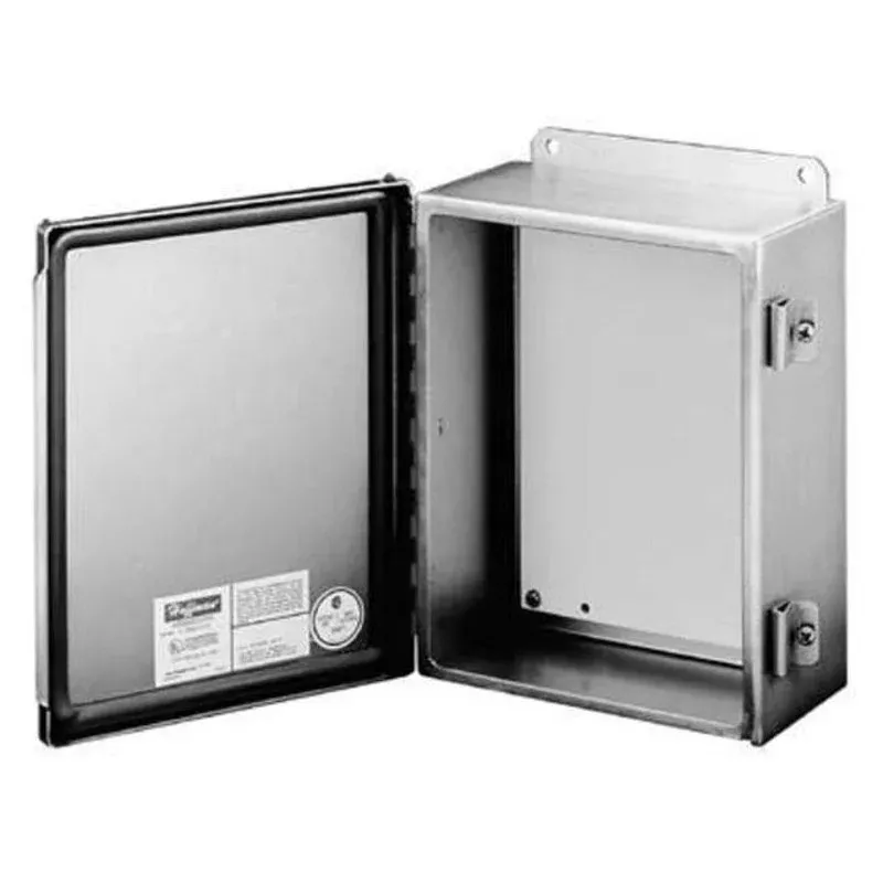 Junction Box, NEMA 4X, Hinged, 10″ x 8″ x 4″ By nVent Hoffman A1008CHNFSS