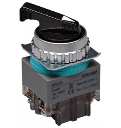 Kacon B30-51L 30 mm Maintained Selector Switch, 3 Step, Lever Handle