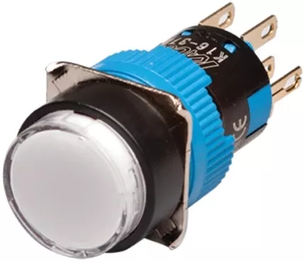Kacon K16-271-W-6V 16 mm White Momentary Push Button, Round, SPDT, 6V DC LED