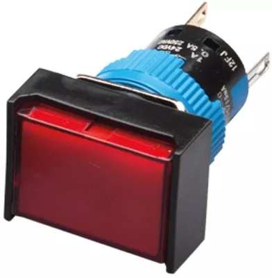 Kacon K16-291-R-6V 16 mm Red Momentary Push Button, Rectangle, SPDT, 6V DC LED