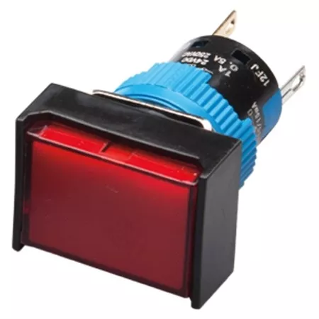 Kacon K16-292-R-24V 16 mm Red Momentary Push Button, Rectangle, DPDT, 24V DC LED