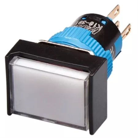 Kacon K16-292-W-24V 16 mm White Momentary Push Button, Rectangle, DPDT, 24V DC LED