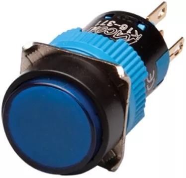 Kacon K16-371-B-24V 16 mm Maintained Push Button, Round, SPDT, 24V DC LED, Blue