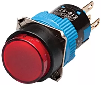 Kacon K16-371-R-6V 16 mm Maintained Push Button, Round, SPDT, 6V DC LED, Red