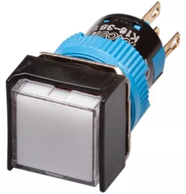 Kacon K16-382-W-6V 16 mm White Maintained Push Button, Square, DPDT, 6V DC LED