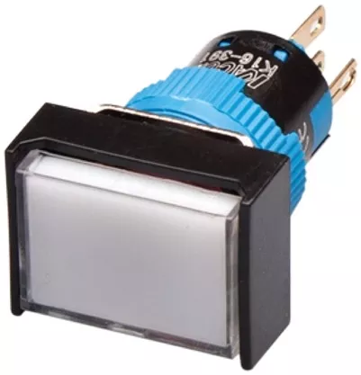 Kacon K16-392-W-24V 16 mm White Maintained Push Button, Rectangle, DPDT, 24V DC LED