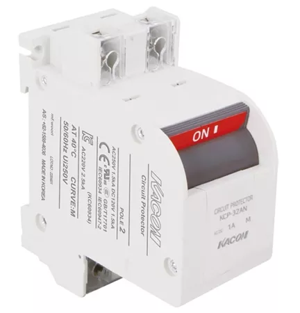 Kacon KCP-32ANM30A DIN Rail Circuit Protector, 2 Pole, 30A
