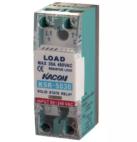 Kacon KSR5030ZA Single Phase Solid State Relay w/ Alarm, 220V AC Input, 90-480V AC Load, 30A