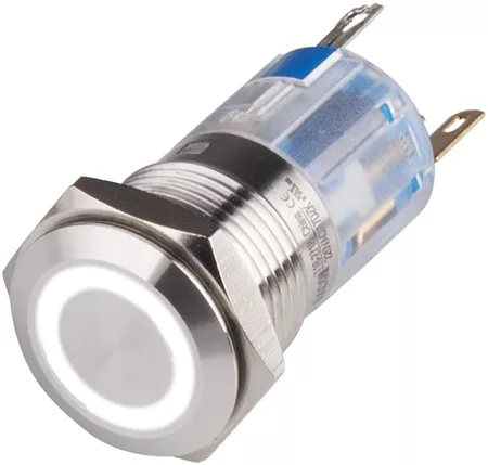 Kacon T19-371WD4 19 mm White Maintained Push Button, 1NO/1NC, 24V DC LED