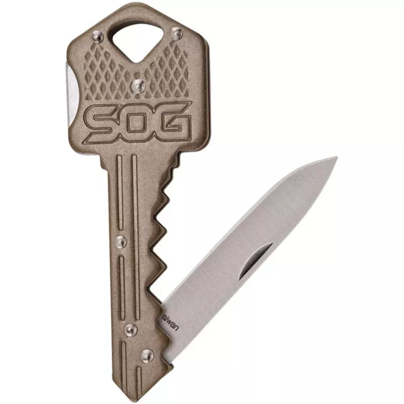 Key Knife, Stainless Steel Blade, Brass Key, 1.5″ By SOG Specialty Knives KEY102CP