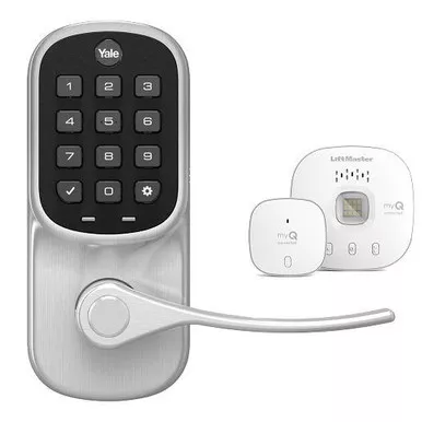 Liftmaster Smart Keypad Lever Lock in Satin Nickel, LMLEVPACK-SN