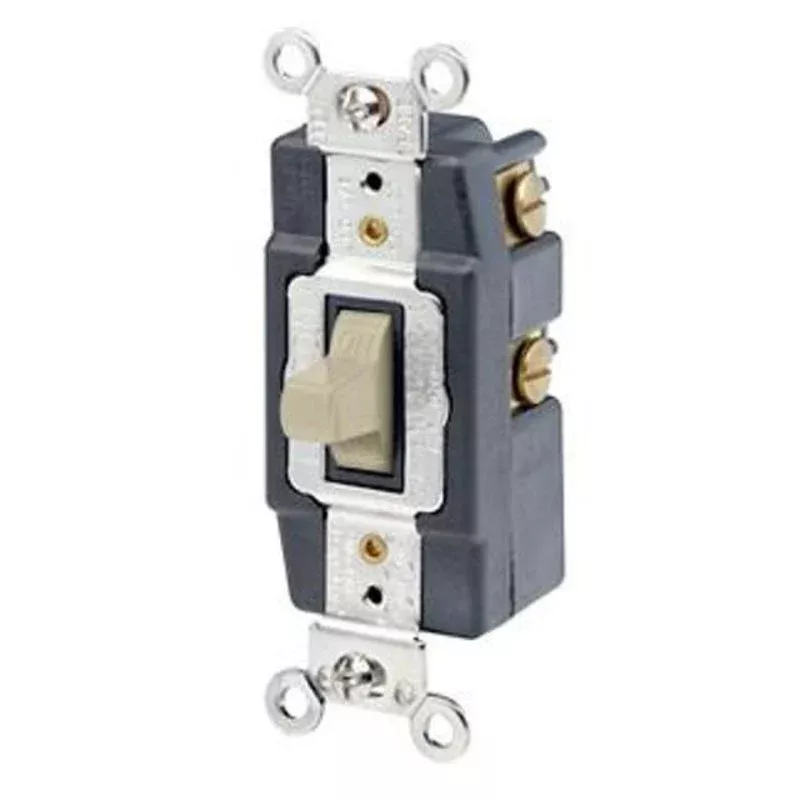 Maintained Toggle Switch, 1P, Double Throw, Center OFF, 20A, Ivory By Leviton 1285-I
