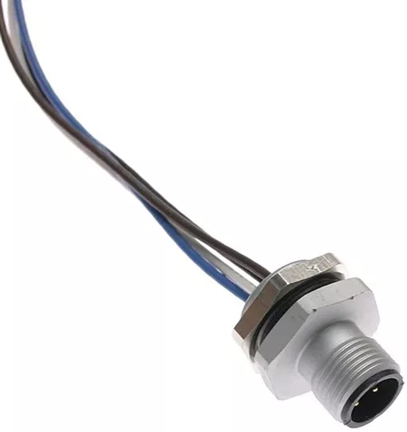 Mencom MDC-3MR-M16 M12 Receptacle, 3 Pole, Male Straight, 4A, M16
