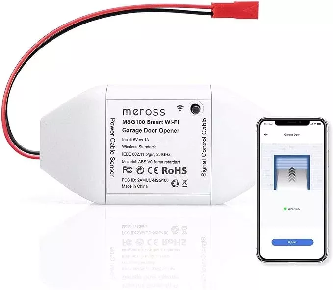 meross Smart Garage Door Opener Remote, APP Control, Compatible with Alexa and SmartThings, Multiple Notification Modes, No Hub Needed