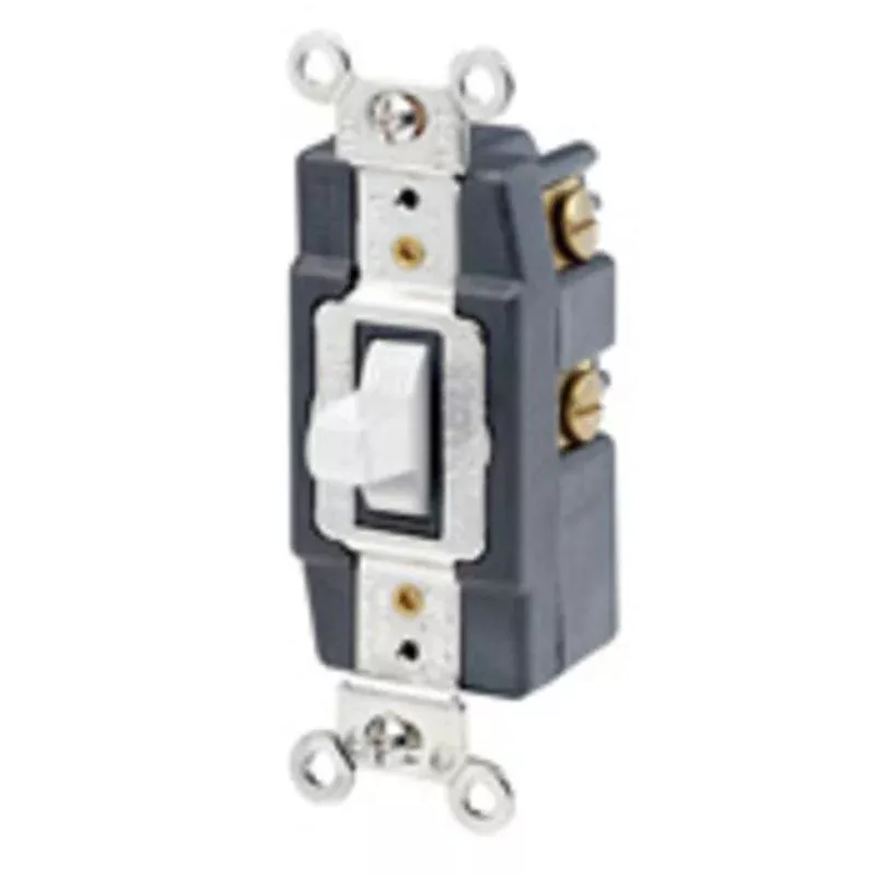 Momentary Toggle Switch, 1-Pole, Double Throw, Center OFF, 15A, White By Leviton 1256-W