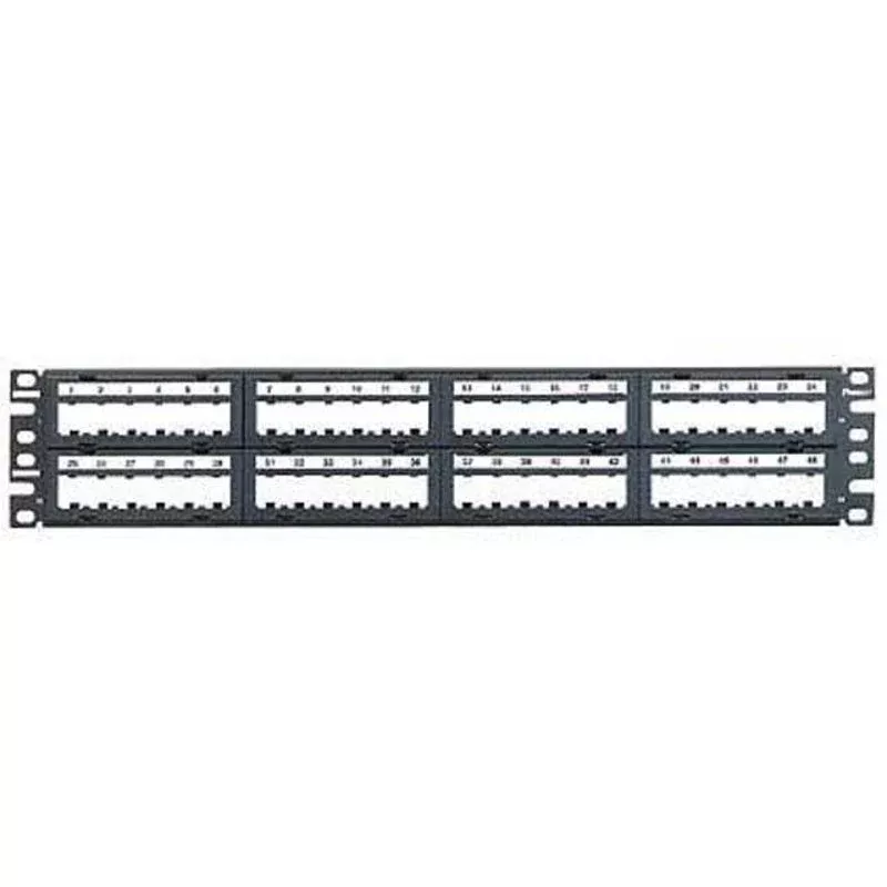 Patch Panel, Mini-Com, 48 Port, w/8 CFPLM6BL Faceplates, 3RMU, Black By Panduit CPPL48M6BLY