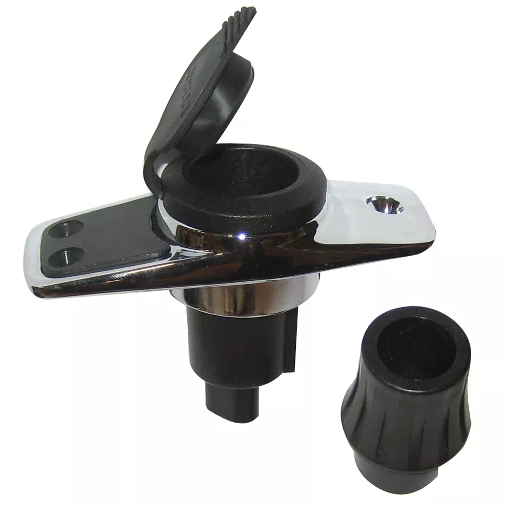 Perko Locking Collar Pole Light Mounting Base – 2 Pin – Chrome Plated w/Black Cover [1060PB0DP]