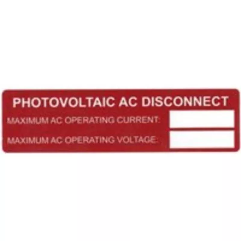 Photovoltaic AC Disconnect Labels By HellermannTyton 596-00239