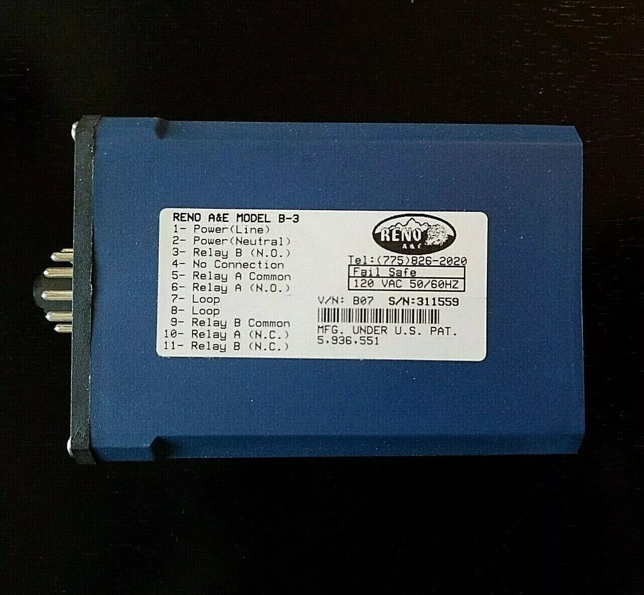 RENO B-3 Loop Detector, RENO A & E Vehicle Loop Detector Sensor 120v SN: 3115559
